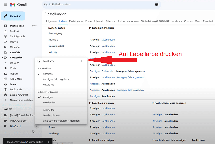 Schritt 3: Label-Namen eingeben