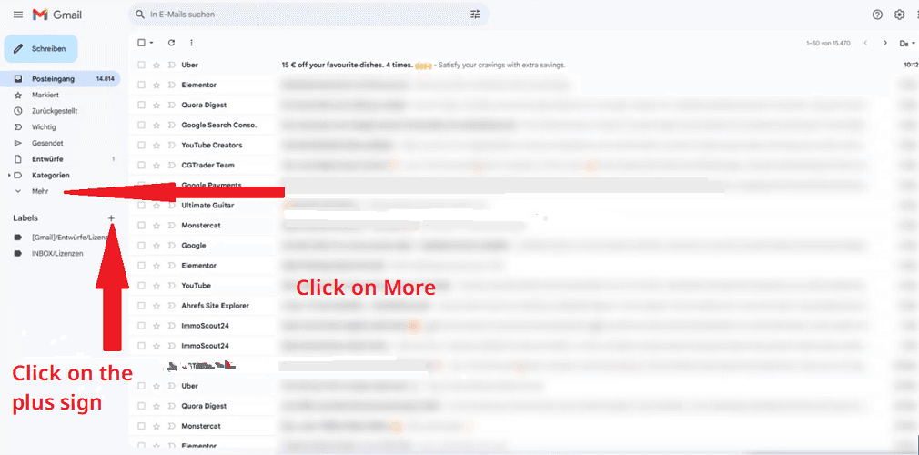 Step 1: Open your Gmail account and click on Labels